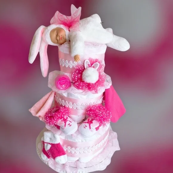 Bunny Diaper Cake, Easter Diaper Cake